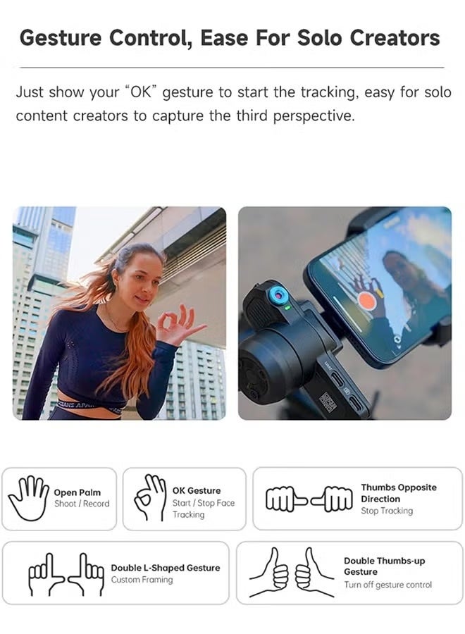 FeiyuTech SCORP Mini 3 Gimbal Stabilizer for Smartphone, Built-in AI Tracking Module & Cooling Fan, 2KG Payload 3-Axis Phone Gimbal with Integrated Grip Design, Gimbal Stabilizer for iPhone & Android - Image 3